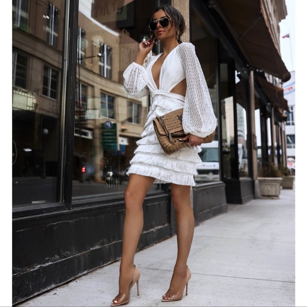 PatBo Eyelet Mini Fringe Dress